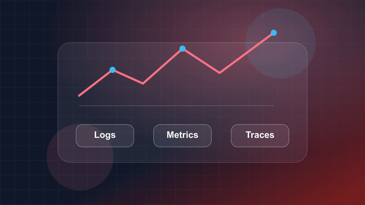 Illustration of logs, metrics, traces, and alerts feeding an observability dashboard