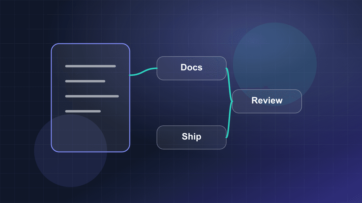 Illustration of product documentation, engineering notes, and team knowledge flow