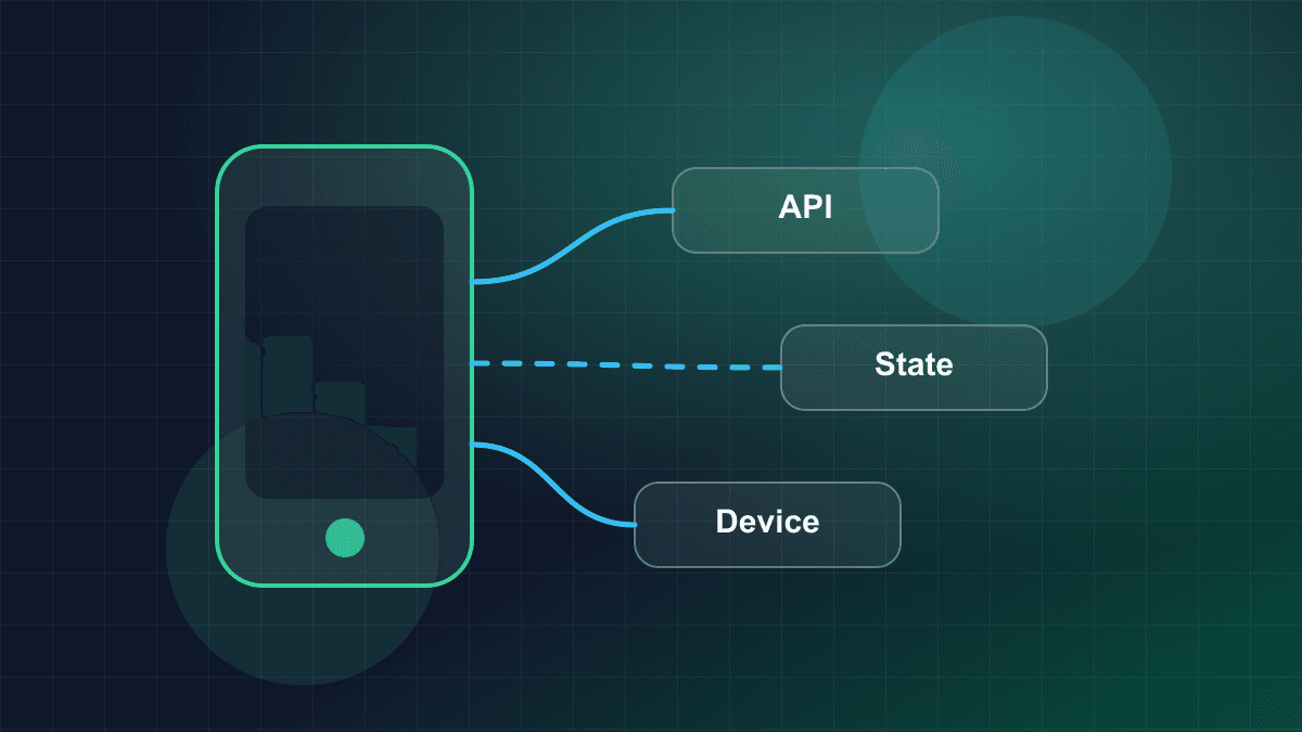 Illustration of accessible mobile interface patterns with readable controls and inclusive interaction states
