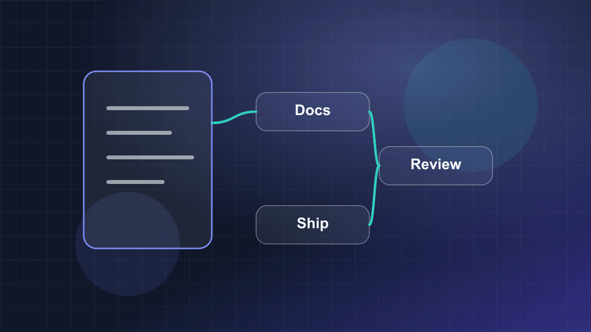 Illustration of product documentation, engineering notes, and team knowledge flow